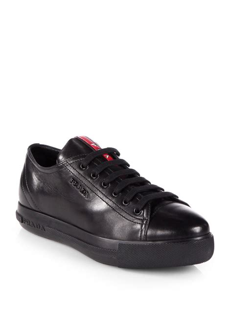 womens prada tennis shoes|prada black leather sneakers.